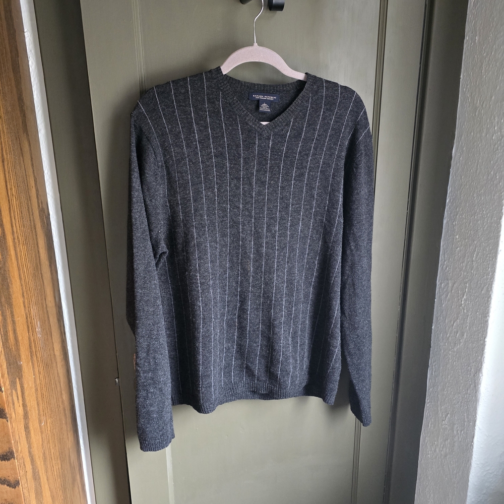 Nautica Men’s Charcoal Pinstripe V-Neck Sweater